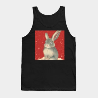 Grey Mini Rex Rabbit in Christmas Pride Red Christmas Animal Bunny Mom Tank Top